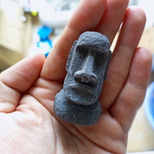 Mini Concrete Moai Statue: Easter Island Garden Decor (2 inch)