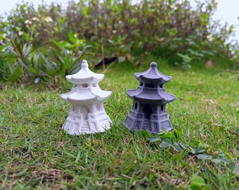 Handmade Concrete Pagoda Statue: Asian Garden Decor (6.5cm)
