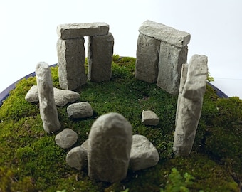 Miniatur Stonehenge Innerer Kreis - Beton Steinkreise in Großbritannien - Replik - Stehende Steine für Fairy Garden - Geschenke für Geschichtsinteressierte