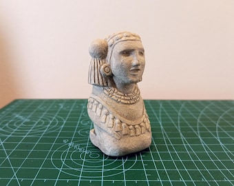 Chalchiuhtlicue Statue: Aztec Water Goddess Cement Sculpture