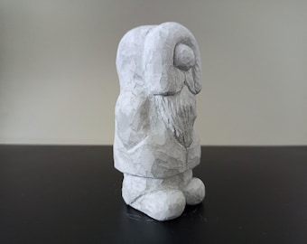 Handmade Cement Gnome Figurine – Rustic Garden Decor, Miniature Cement Sculpture, Nordic Style Ornament