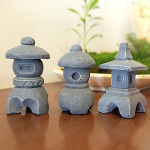 Mini Japanese Stone Lantern: Fairy Garden Pagoda, Bonsai Ornament