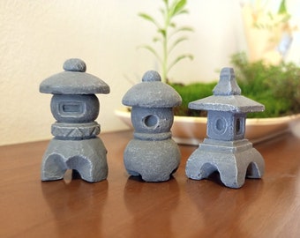 Mini Japanese Stone Lantern: Fairy Garden Pagoda, Bonsai Ornament