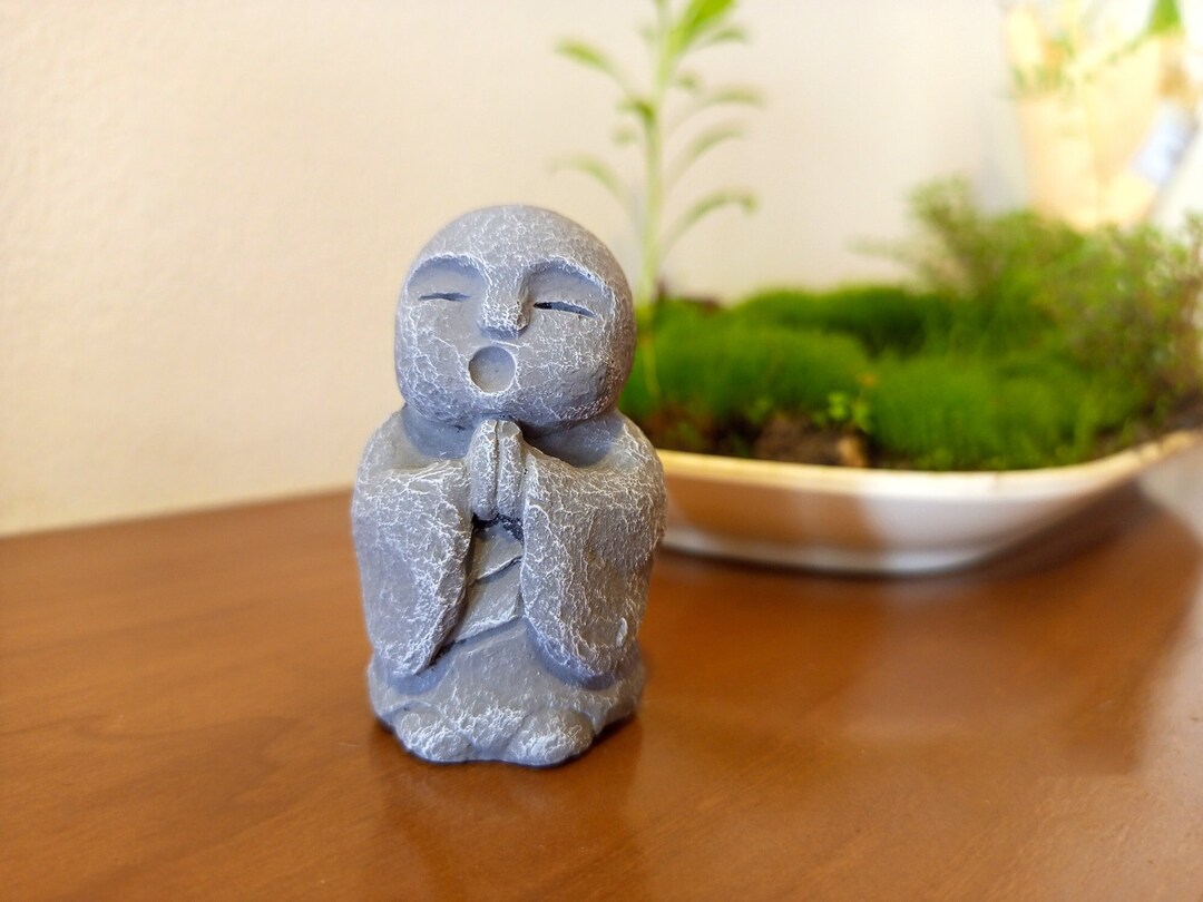 Miniature Stone Jizo Statue, Japanese Jizo Statue, Jizo Garden Statue, Jizo Monk Statue