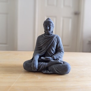 Cement Buddha Garden Statues - Miniature Buddha Sit Meditation Figure - Fairy Garden 3" Concrete Meditating Monk Statue - Gift for Buddhist