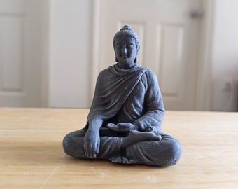 Cement Buddha Statue: Miniature Meditating Monk, Fairy Garden Decor (3 Inch)