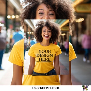 yellow shirt mockup, women mockup, tshirt yellow mockup, digital download, lady mockup