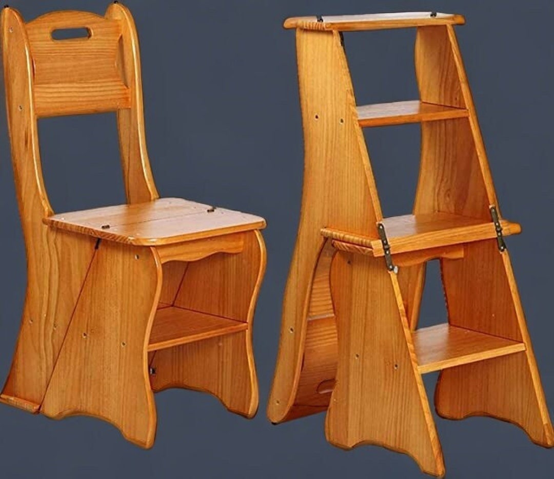 Wooden Folding Ladder Chair Portable Multifunctional Step - Etsy Canada