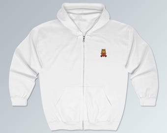 Embroidered Bear Hoodie: Unisex Cozy Jacket for Animal Lovers