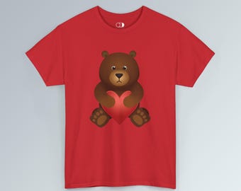 Bear Heart T-Shirt, Valentine's Day Gift, Animal Lover Tee