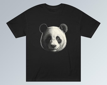 Realistic Panda Face Tee | Black T-Shirt, Animal Portrait