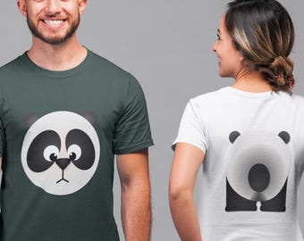 Panda T-Shirt: Funny Front & Back Design, Soft Cotton Tee