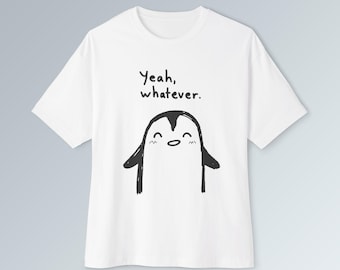 Penguin Graphic Oversized Tee: Relaxed Fit Cotton Unisex Shirt