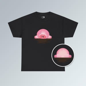 Cute Pig T Shirt Kawaii Animal Design Sleepy Piggy Front & Back Funny Gift for Her Farm Animal Tee for Him Double Sided Shirt Pig Design