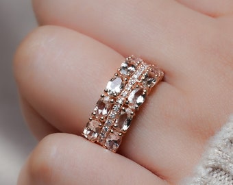 Morganie Ring / 14K Solid Gold Morganite Ring / Gift for Her/ Morganite Ring/ June Birthstone Ring/ Floral Ring / Anniversary Gift