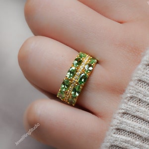 Tsavorite Garnet Ring tsavorite Solid Gold Ring Tsavorite Garnet Half Band Ring Tsavorite Women ring Classic Half band ring Women Band ring