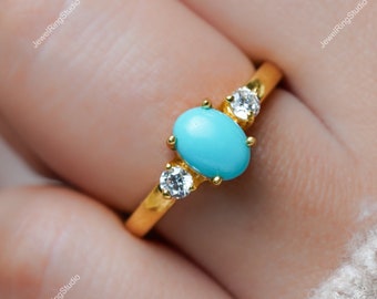 Arizona Sleeping Beauty Turquoise Ring, Turquoise Gold Ring, Blue Gemstone Ring, December Birthstone, Turquoise Engagement Ring