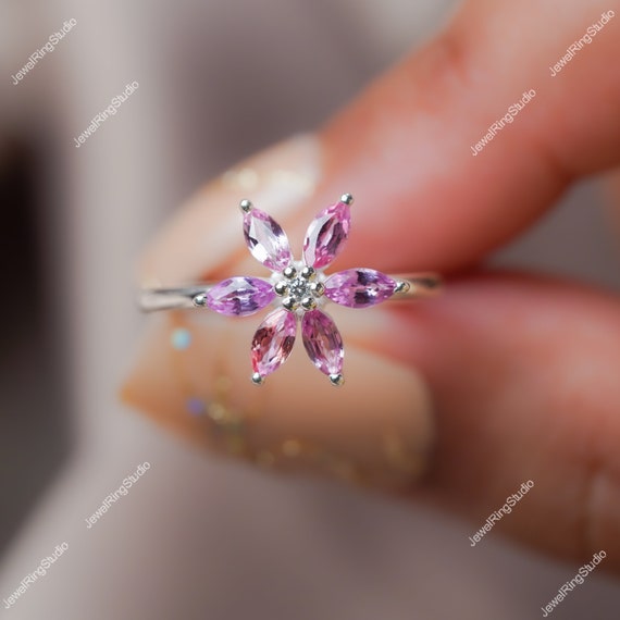 ピンクサファイアリング | マーキスカットジェムストーンシルバー