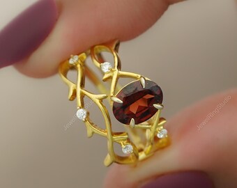 Anillo de granate rojo, anillo de plata de ley con granate, anillo de compromiso, anillo apilable, anillo de piedra preciosa roja, anillo de aniversario, anillo de boda