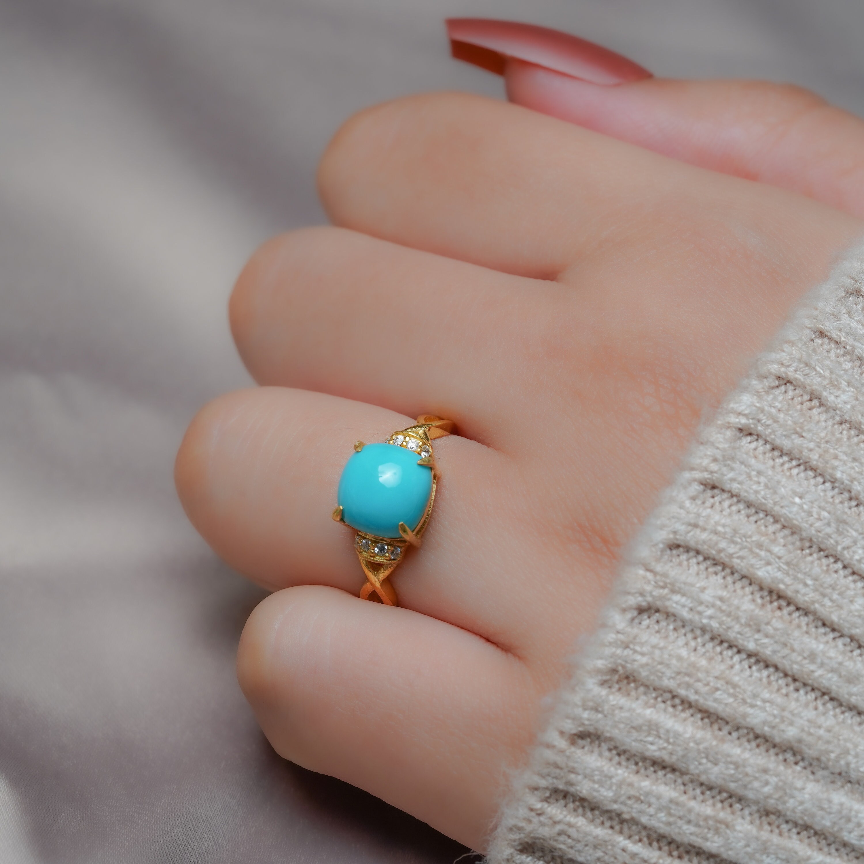 Sleeping Beauty Turquoise Ring, Turquoise Silver Ring, Gold