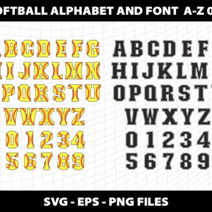 Softball Sports Alphabet Font Letters Svg Softball College Varsity Bundle Number Softball Svg Alphabet Design Download Digital File zdjęcie 1