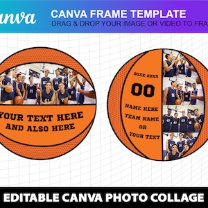 Basketball Photo Collage Canva Frame Template Canva Design Photo Fill Editable Download Digital File