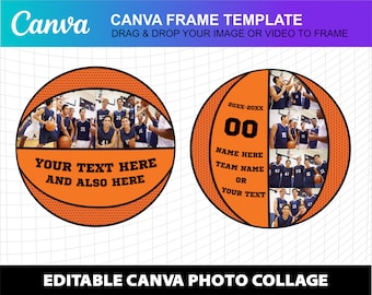 Basketball Photo Collage Canva Frame Template Canva Design Photo Fill Editable Download Digital File
