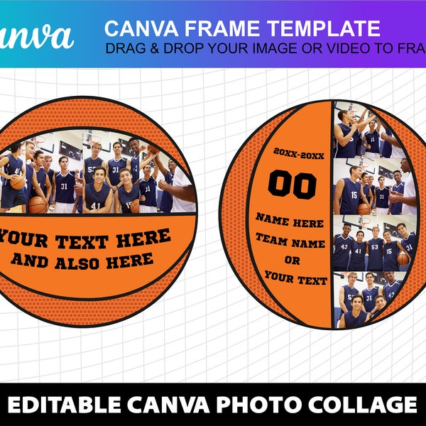 Basketball Photo Collage Canva Frame Template Canva Design Photo Fill Editable Download Digital File