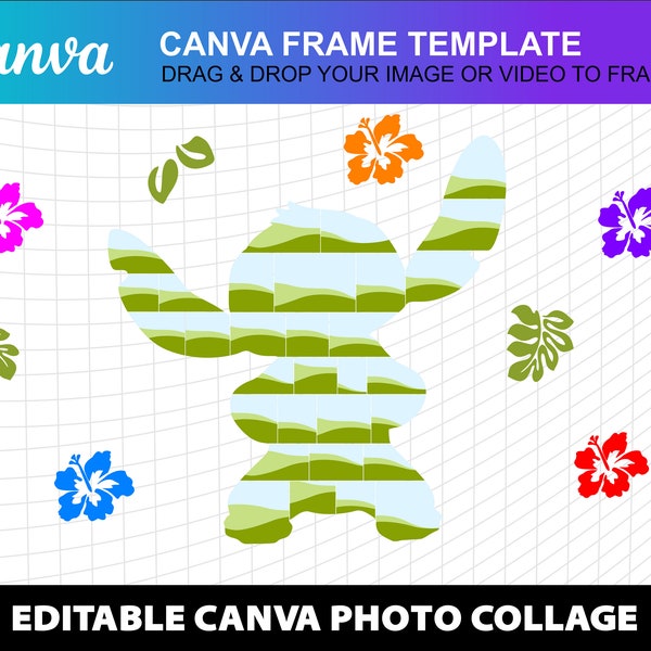 Photo Collage Stitch Canva Frame Template Canva Design Photo Fill Editable Download Digital File