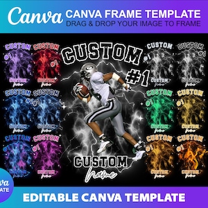 Canva Bootleg Football Template Custom Design Photo Collage Editable Fill Tshirt Printable Download Digital File