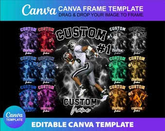 Canva Bootleg Football Template Custom Design Photo Collage Editable Fill Tshirt Printable Download Digital File