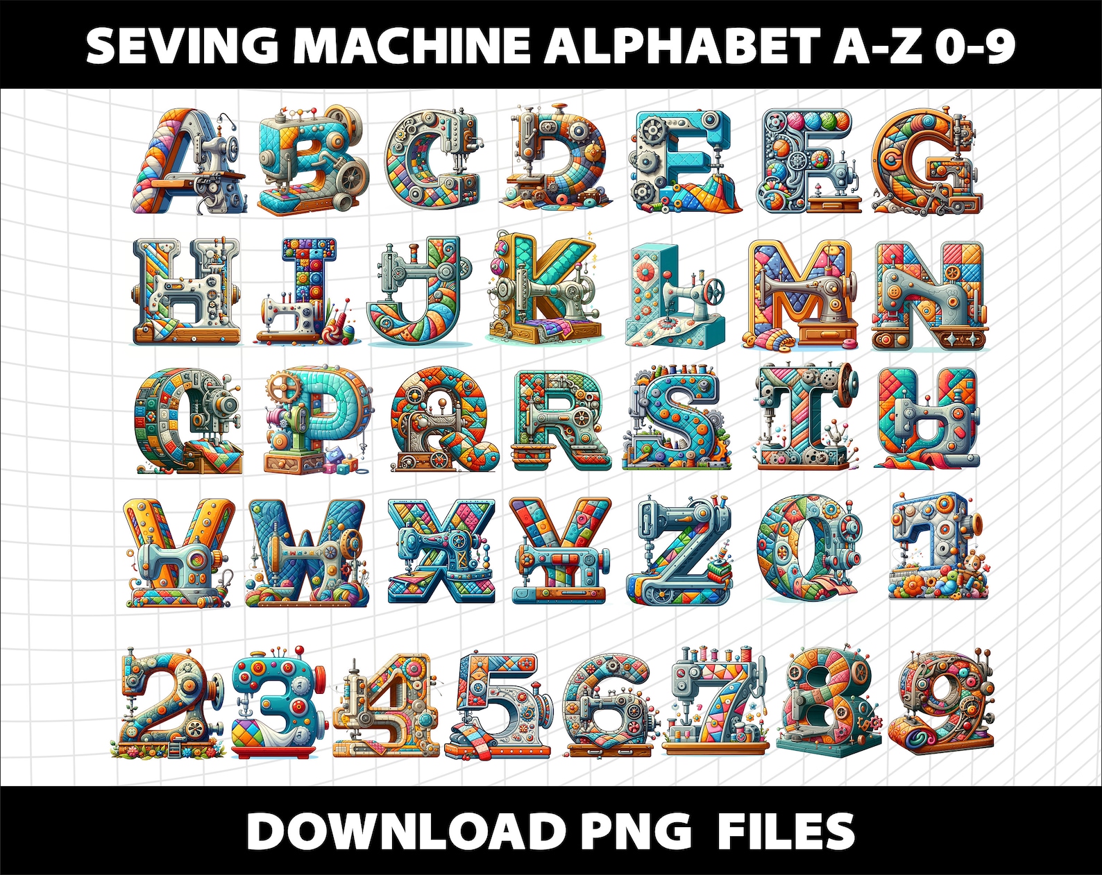 Sewing Machine Letters Sewing Machine Cliparts Alphabet Letters Watercolor Quilting Tailor ...