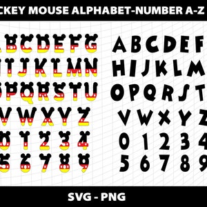 Mickey Mouse Svg Alphabet Font Letters  Mickey Mouse Birthday 1 2 3 4 5 6 7 8 9 Mickey Mouse Svg Alphabet Design Download Digital File