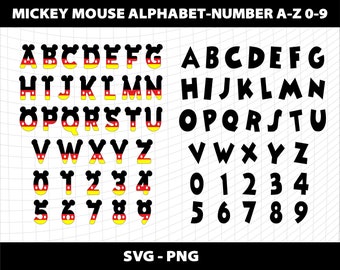 Mickey Mouse Svg Alphabet Font Letters  Mickey Mouse Birthday 1 2 3 4 5 6 7 8 9 Mickey Mouse Svg Alphabet Design Download Digital File