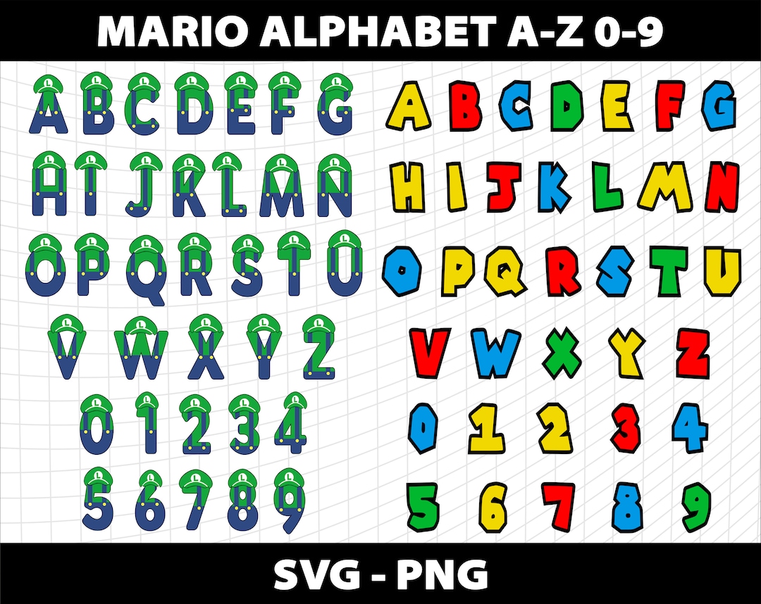 Luigi Alphabet Font Letters Svg Luigi Birthday Number 1 2 3 4 - Etsy