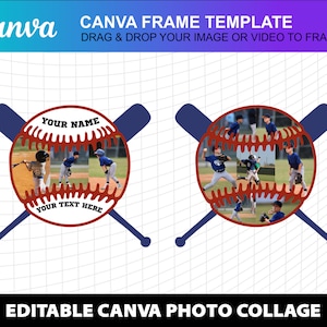 Canva Baseball Softball Photo Collage Canva Frame Template Canva Design Photo Fill Editable Download Digital File