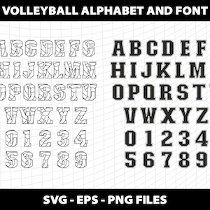 Volleyball Sports Alphabet Font Letters Svg Volleyball College Varsity Bundle Number Volleyball Svg Alphabet Design Download Digital File