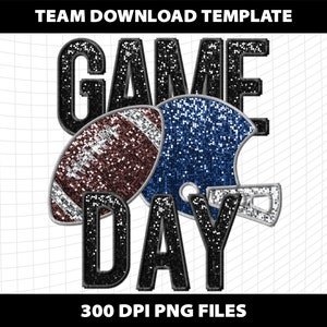 Game Day Football Faux Stitch Embroidery Sequin Tshirt PNG Sublimation Gameday Template Design Download Digital File