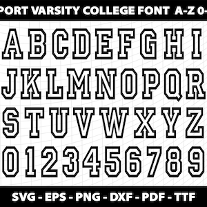 Sports College Varsity lettertype Svg Ttf Cricut Alfabetletters Sports College Varsity lettertype SVG silhouet Cricut ontwerp download digitaal bestand
