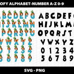 Goofy Svg Alphabet Font Letters  Mickey Mouse Birthday 1 2 3 4 5 6 7 8 9 Goofy Svg Alphabet Design Download Digital File