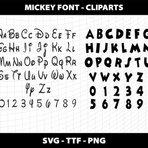 Mickey Mouse Font Svg Ttf Png Alphabet Font Letters Silhouette Cricut Cutting Design Download Digital File
