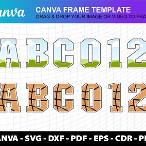 Canva Frame Template Varsity College Sports Blank Letters Alphabet Font Svg Canva Pdf Design Photo Fill Editable Download Digital File