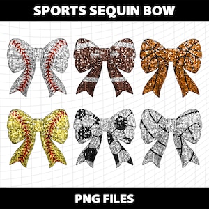 Cliparts Coquette Bow PNG Bundle Football Basketball Baseball Softball Soccer Template Design Sublimation DTF T-shirt Download Digital File
