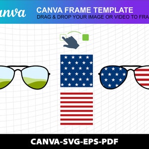 Colagem de fotos Óculos de sol Canva Moldura Modelo Svg Pdf Storyboard Memorial Colagem de fotos Design Foto Preenchimento Editável Baixar Arquivo Digital