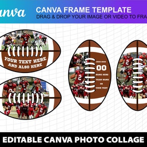 American Football-Fotocollage Canva Rahmenvorlage Canva Design Photo Fill bearbeitbare Download digitale Datei