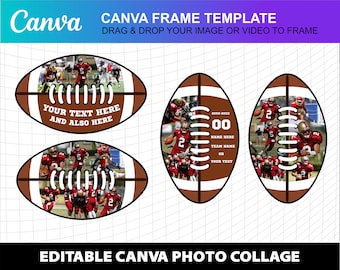 American Football Photo Collage Canva Frame Template Canva Design Photo Fill Editable Download Digital File