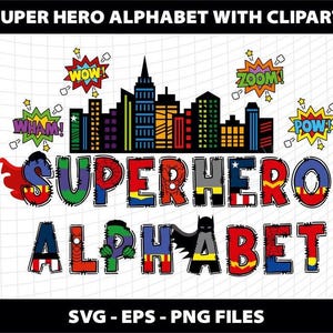 Super Hero Doddle Alphabet Font Letters Svg Super Hero Svg Png Alphabet Design Download Digital File Sublimation Design