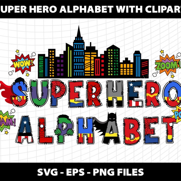 Super Hero Svg Doddle Alphabet Font Letters Svg Super Hero Svg Png Alphabet Design Download Digital File Sublimation Design Mega Bundle