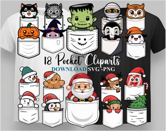 Halloween-Weihnachts-Cliparts, T-Shirt-Vorlage (PNG, SVG), Taschenformat, Festliches Bundle, Sublimation – DTF-Vorlage, Design-Download, Digitale Datei, Druckbar