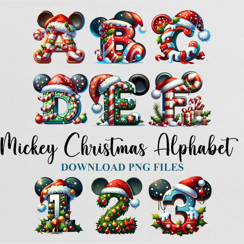 Christmas Mickey Alphabet - Etsy